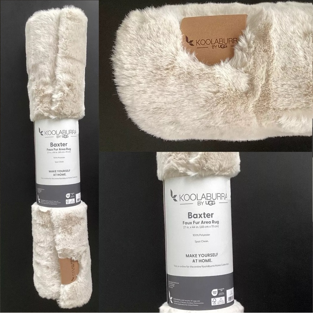 KOOLABURRA by UGG Faux Fur Baxter Area Rug 27” x 44” Light Beige Tan Soft